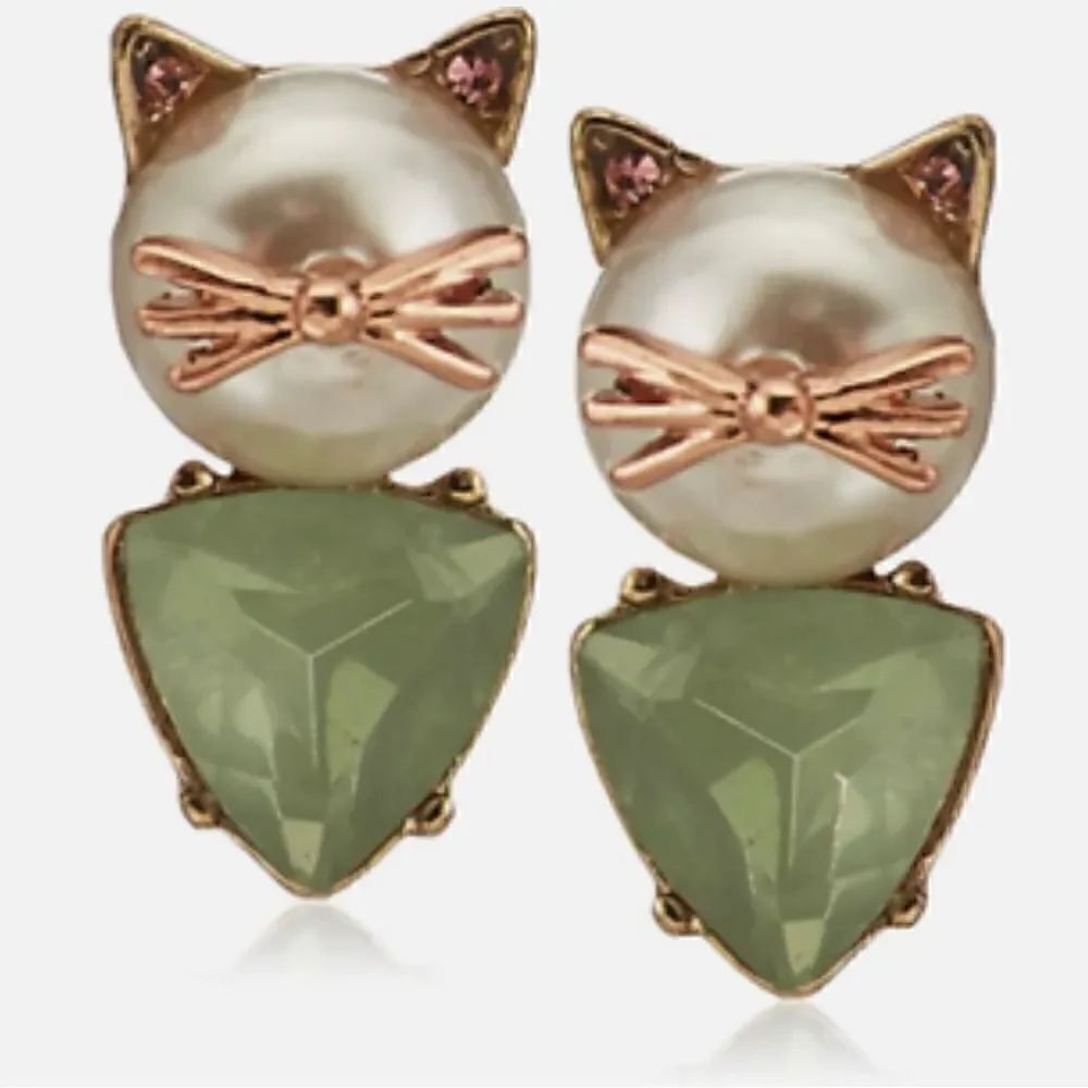 💚 Betsey Johnson NEW unique kitty cat earrings 💚